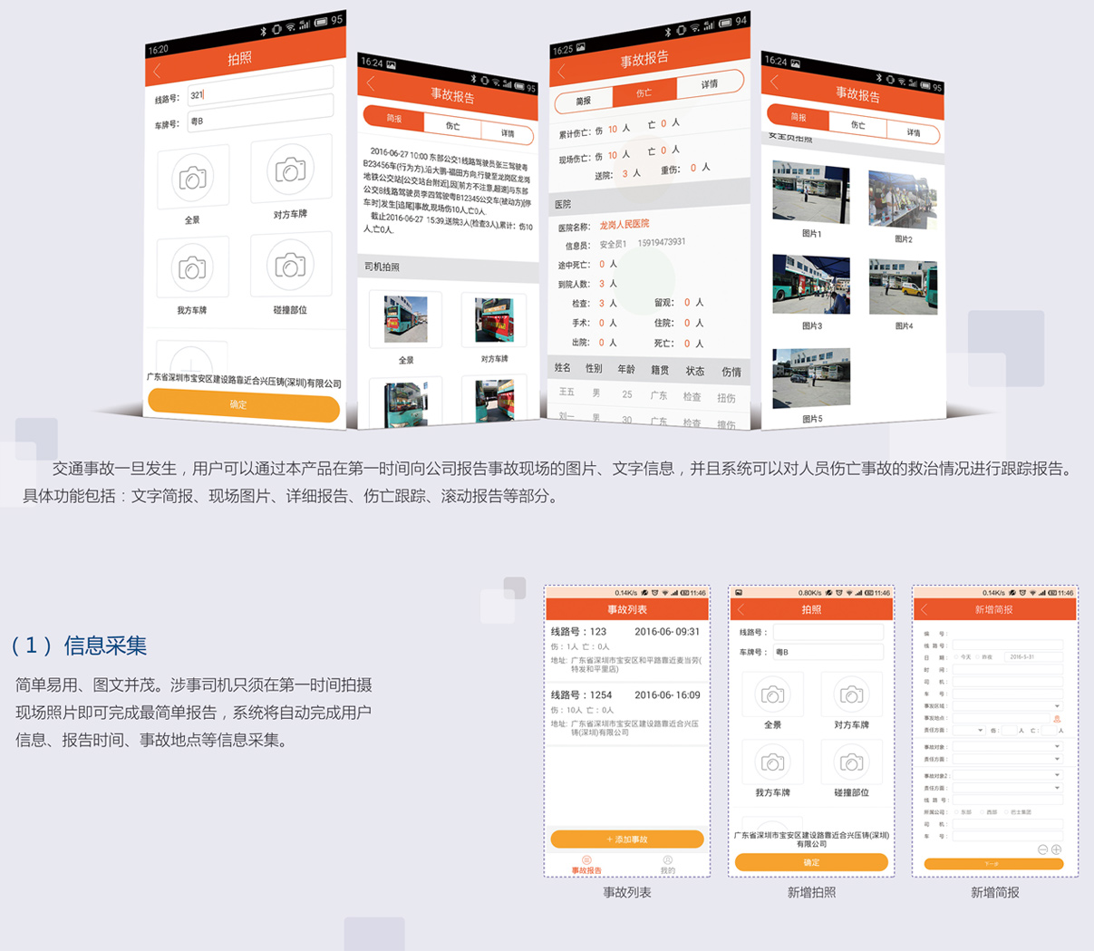 公交车交通事故现场手机APP报告系统